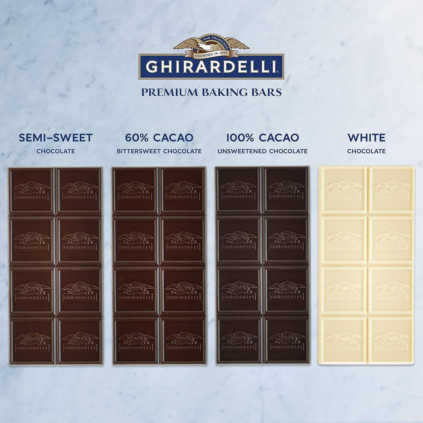 GHIRARDELLI Premium 100% Cacao Unsweetened Chocolate Baking Bar, 4 OZ Bar (12 Bars)