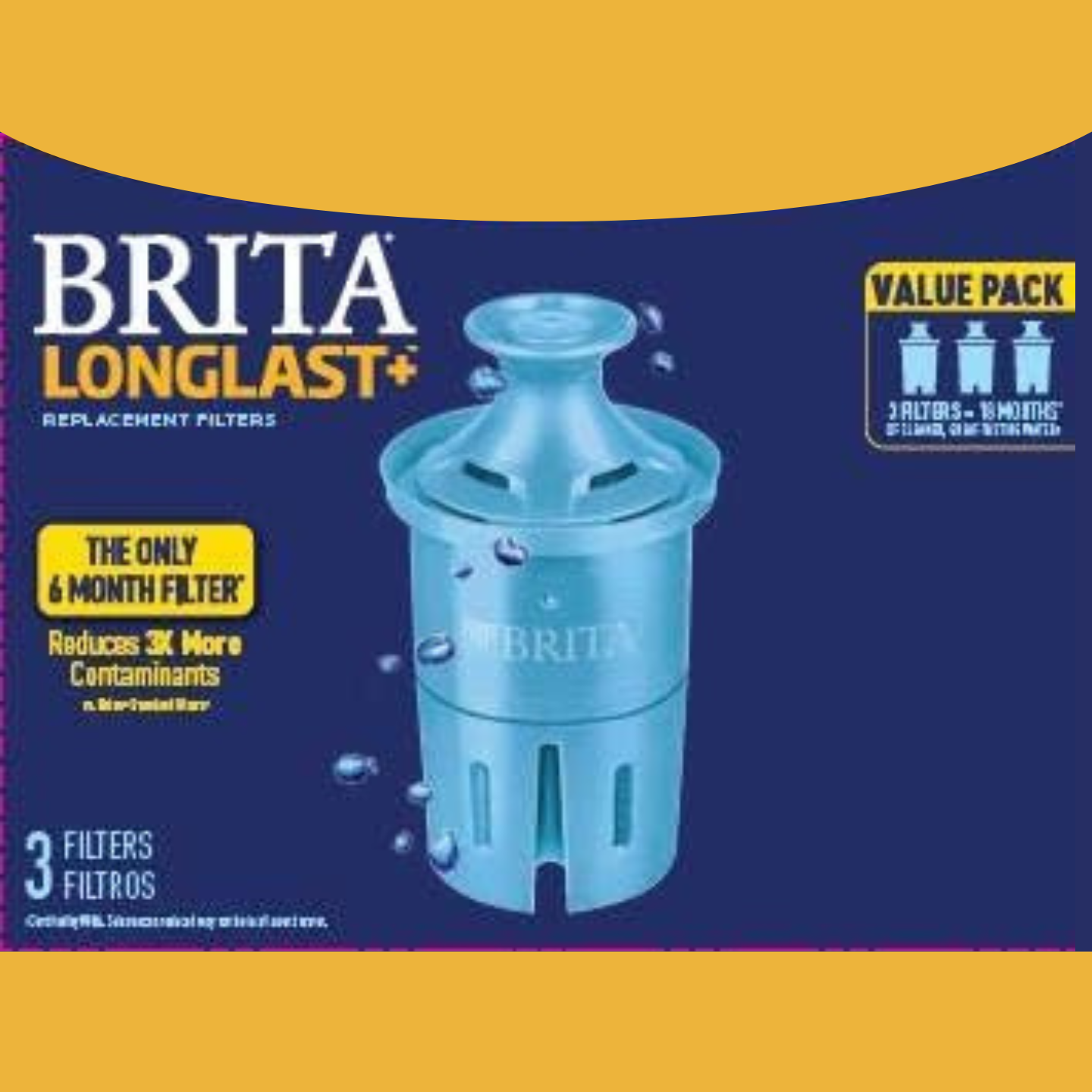 Brita Longlast+ Water Filter, Longlast+ Replacement Filters for Pitcher and Dispensers, 3 Count