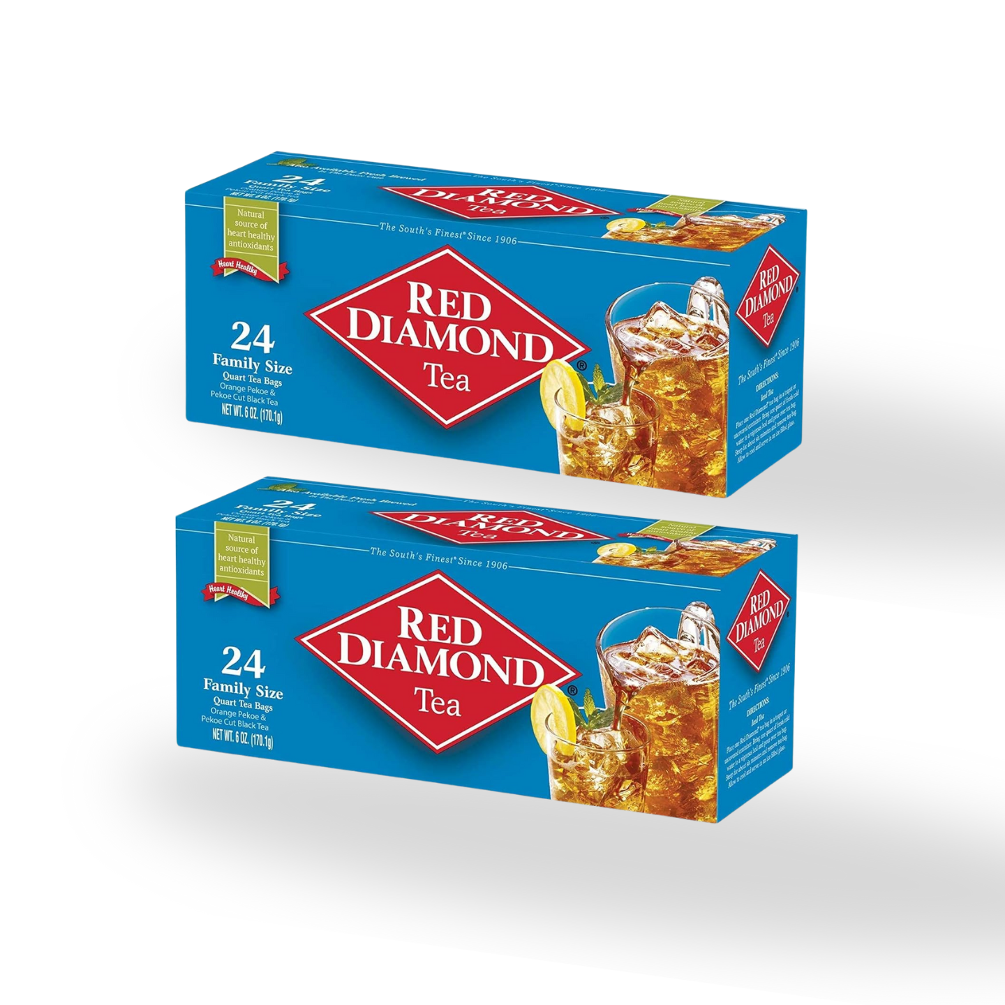 Red Diamond Tea All Natural 2-24ct Boxes Family Size Pekoe Antioxidants