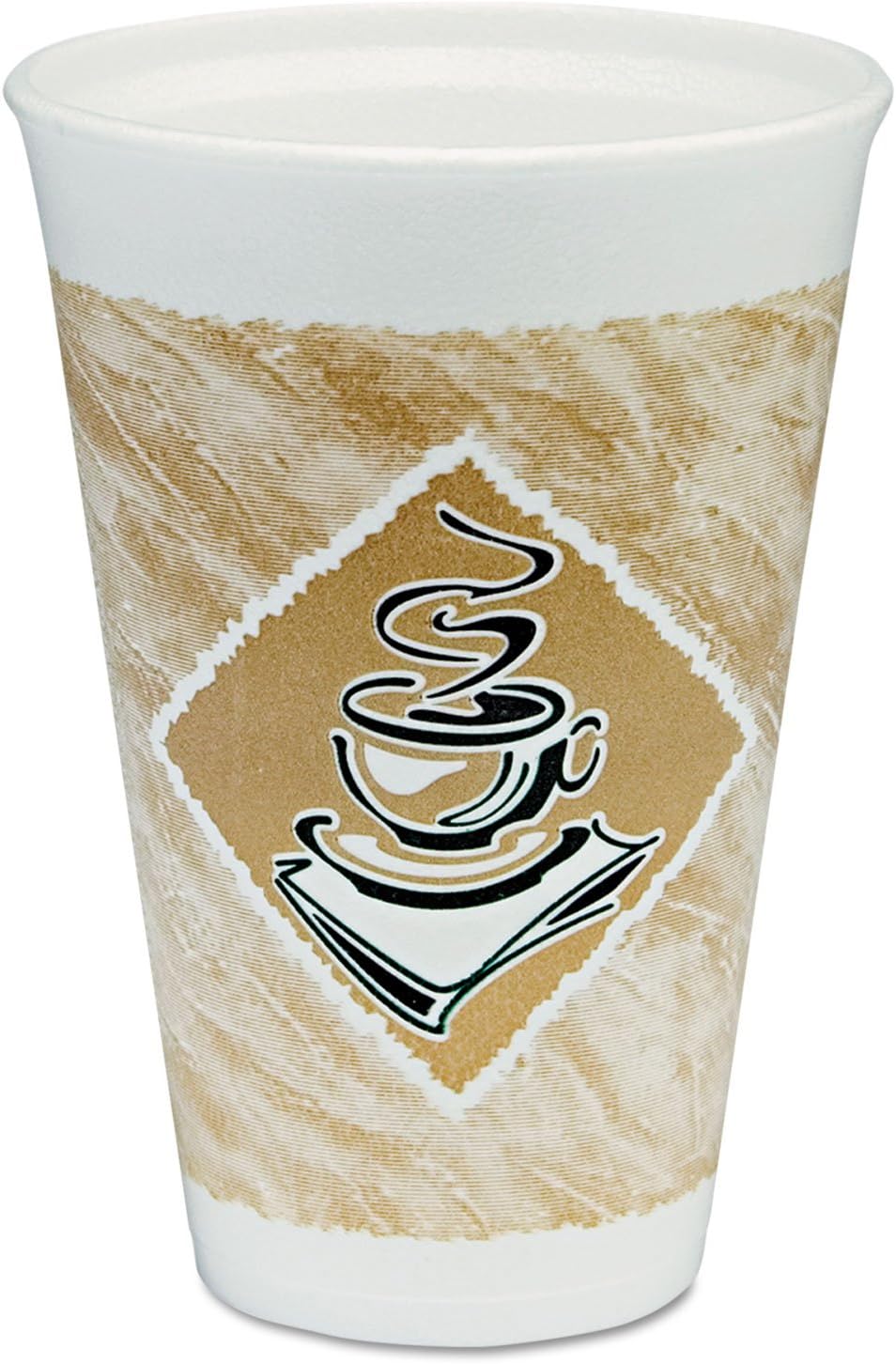 DART 16X16GPK Cafe G Hot/Cold Cups Foam 16 oz White/Brown with Green Accents 25/Pack