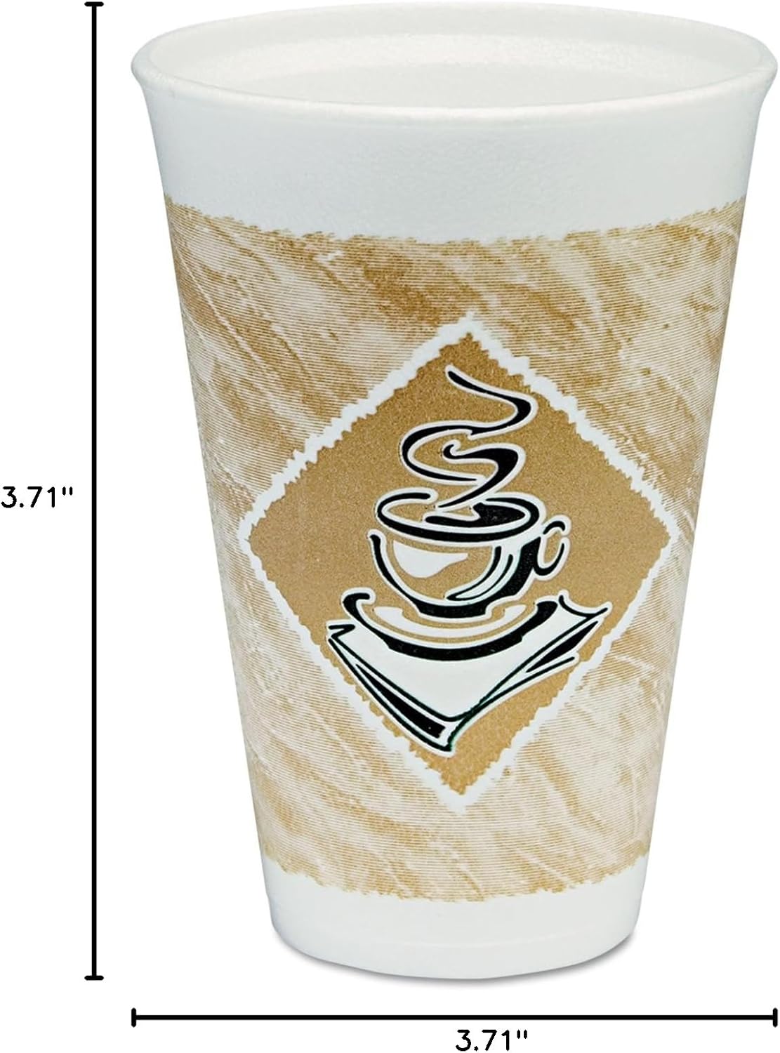 DART 16X16GPK Cafe G Hot/Cold Cups Foam 16 oz White/Brown with Green Accents 25/Pack