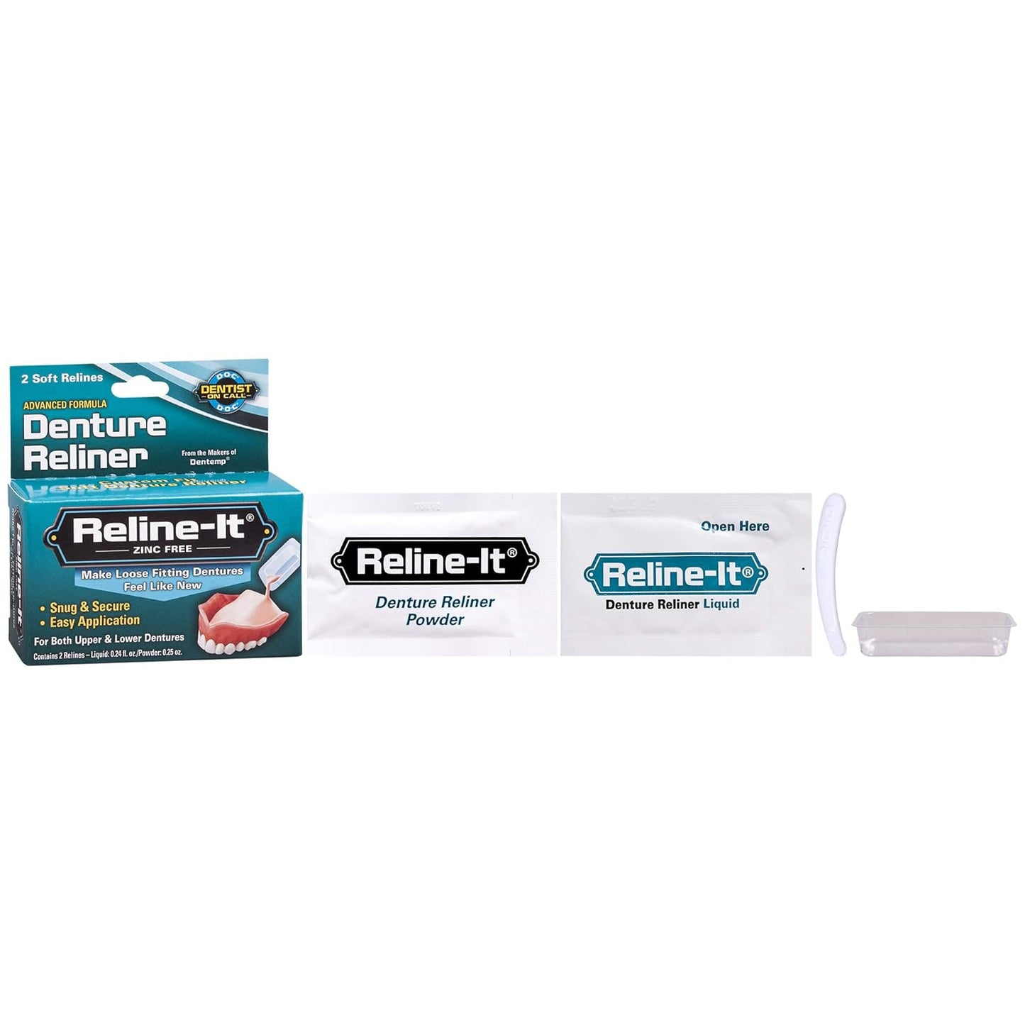 Reline-It Advanced Denture Reliner Kit for Both Upper & Lower Dentures, Easy Application, 2 Soft Relines Visit the Dentemp Store