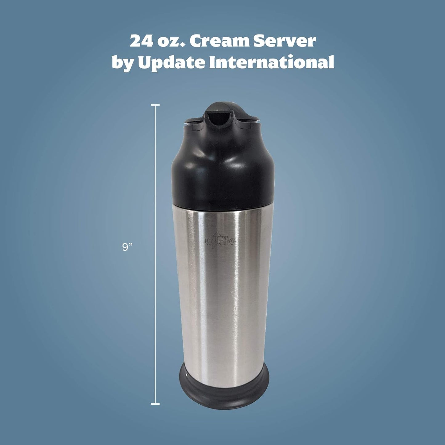 Update International (SV-70) 24 Oz Black and Stainless Cream Server,Clear
