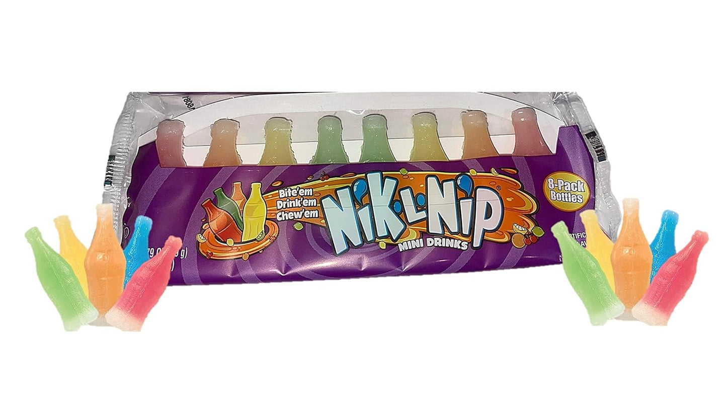 8 Wax Bottles (1 Pack) Sugar Candy Drinks Authentic Nik-L-Nip Throwback Candies