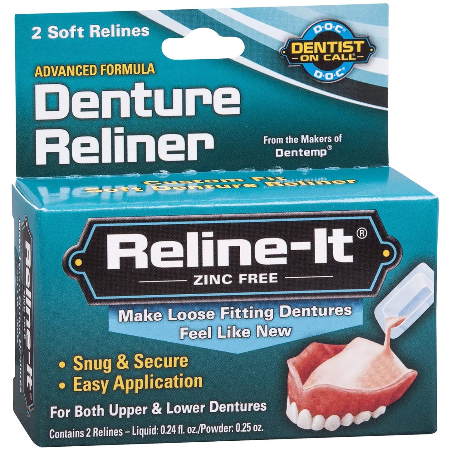 Reline-It Advanced Denture Reliner Kit for Both Upper & Lower Dentures, Easy Application, 2 Soft Relines Visit the Dentemp Store