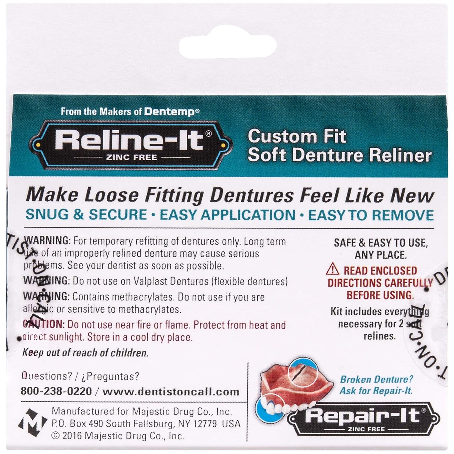 Reline-It Advanced Denture Reliner Kit for Both Upper & Lower Dentures, Easy Application, 2 Soft Relines Visit the Dentemp Store