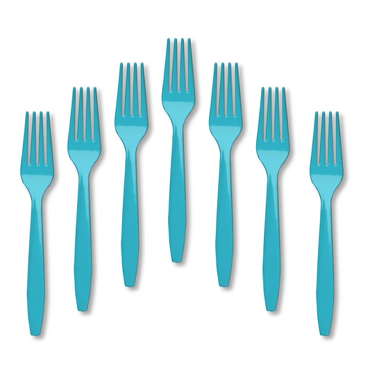 Creative Converting Solid Bermuda Blue Plastic Forks - 24pcs