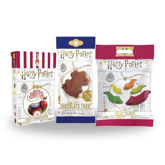 Harry Potter Jelly Gummy Candy Slugs, Bertie Botts Every Flavour Jelly Beans & Chocolate Crispy Frog (Bundle of 3 Items)