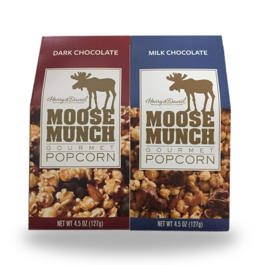Harry & David Moose Munch Gourmet Popcorn: Dark Chocolate & Milk Chocolate, 4.5 Ounce (Pack of 2)