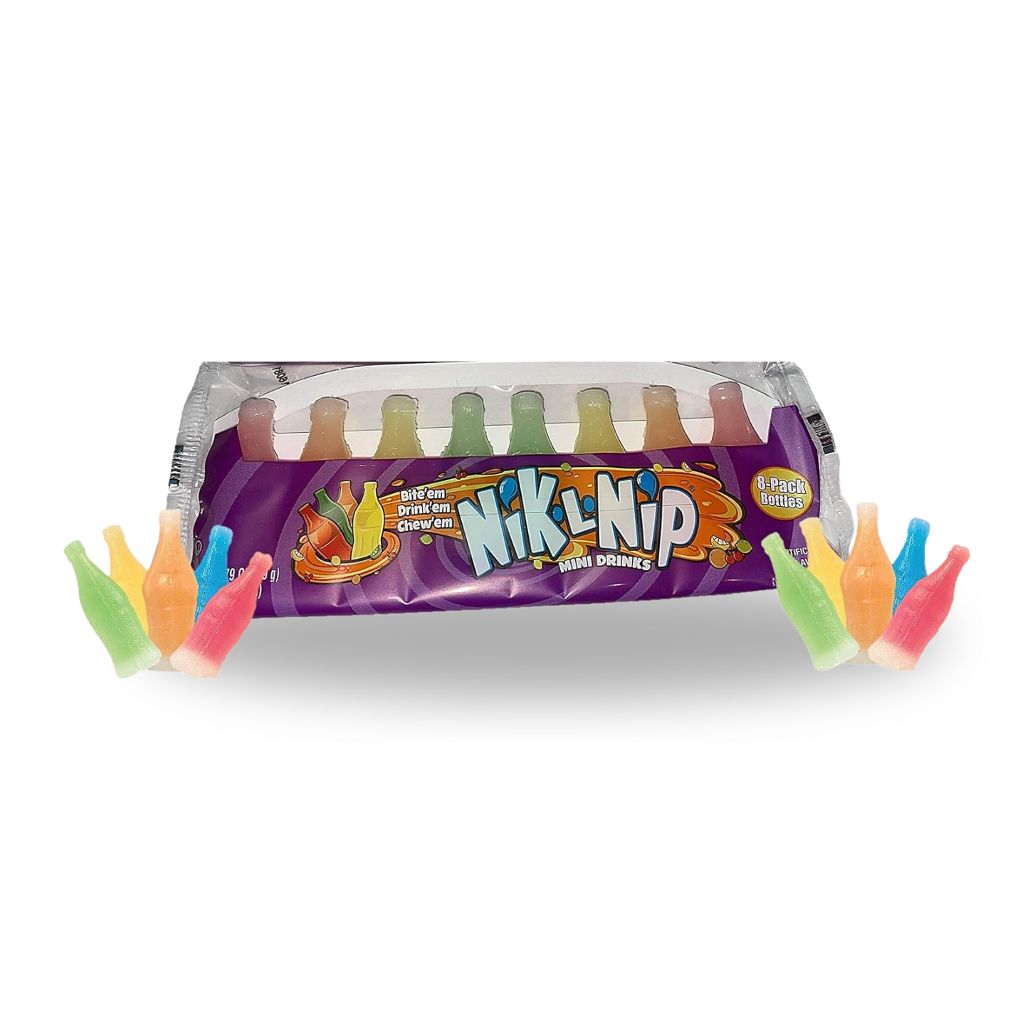 8 Wax Bottles (1 Pack) Sugar Candy Drinks Authentic Nik-L-Nip Throwback Candies